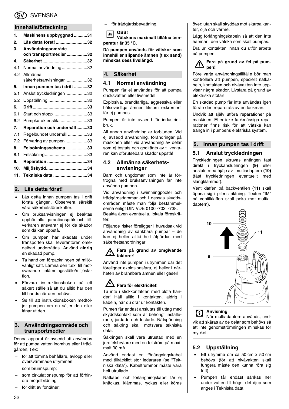 Svenska | Metabo TDP 7500 S User Manual | Page 32 / 39