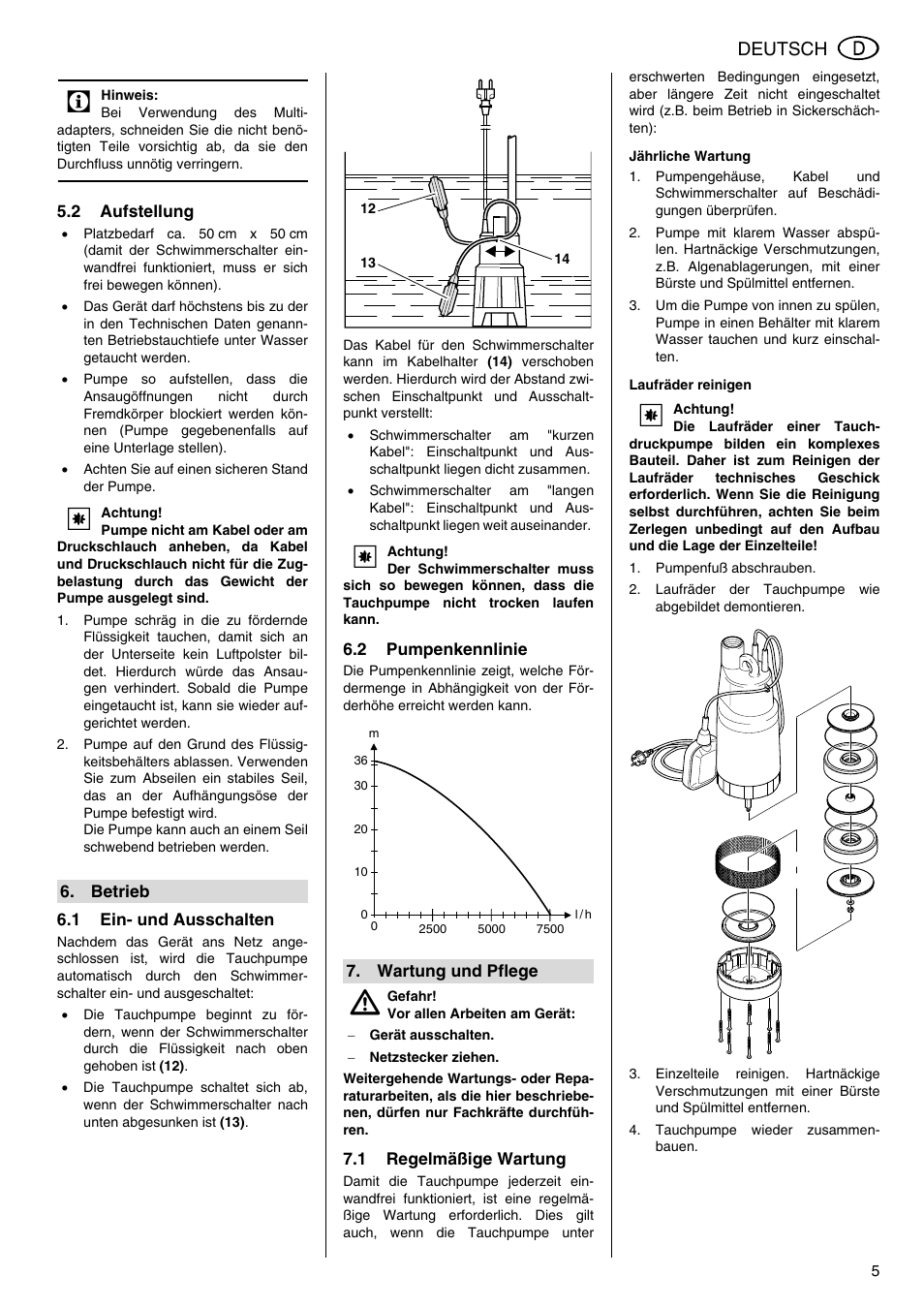 Deutsch | Metabo TDP 7500 S User Manual | Page 5 / 39