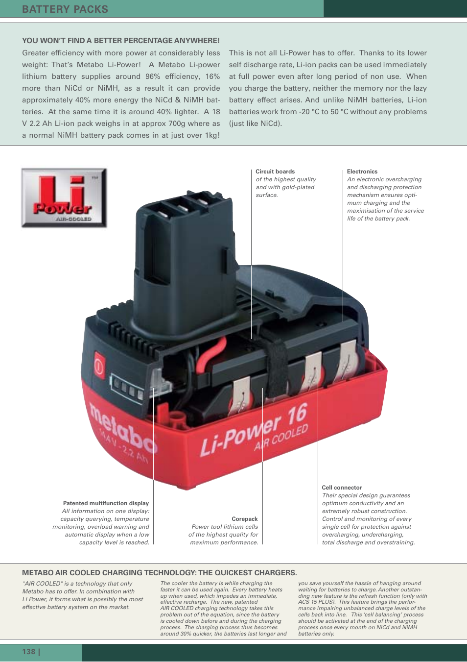 Battery packs | Metabo Cordless Drills / Screwdrivers User Manual | Page 13 / 14