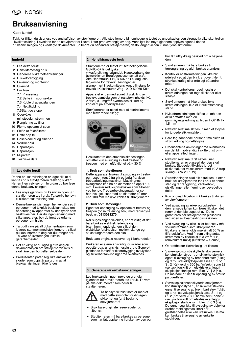 Bruksanvisning, Norsk | Metabo SPA 2002 User Manual | Page 32 / 40