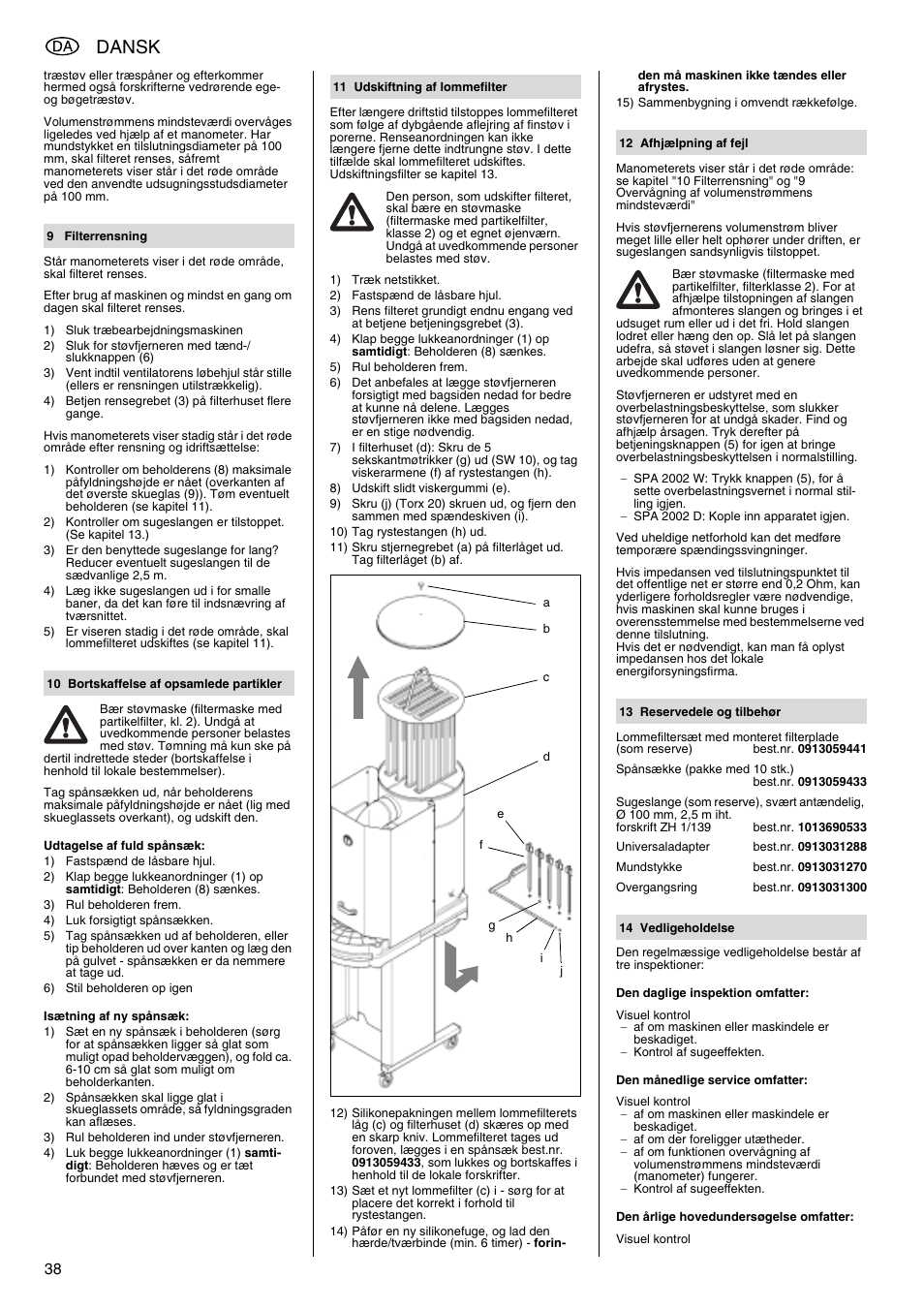 Dansk | Metabo SPA 2002 User Manual | Page 38 / 40