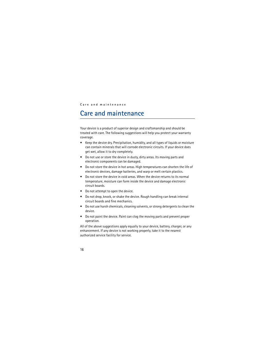 Care and maintenance | Mobile Authority Headset BH-701 User Manual | Page 16 / 16