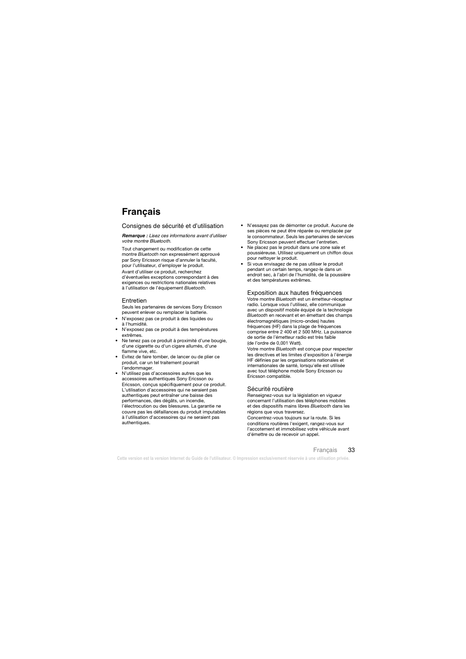 Français | Mobile Authority MBW-100 User Manual | Page 34 / 98