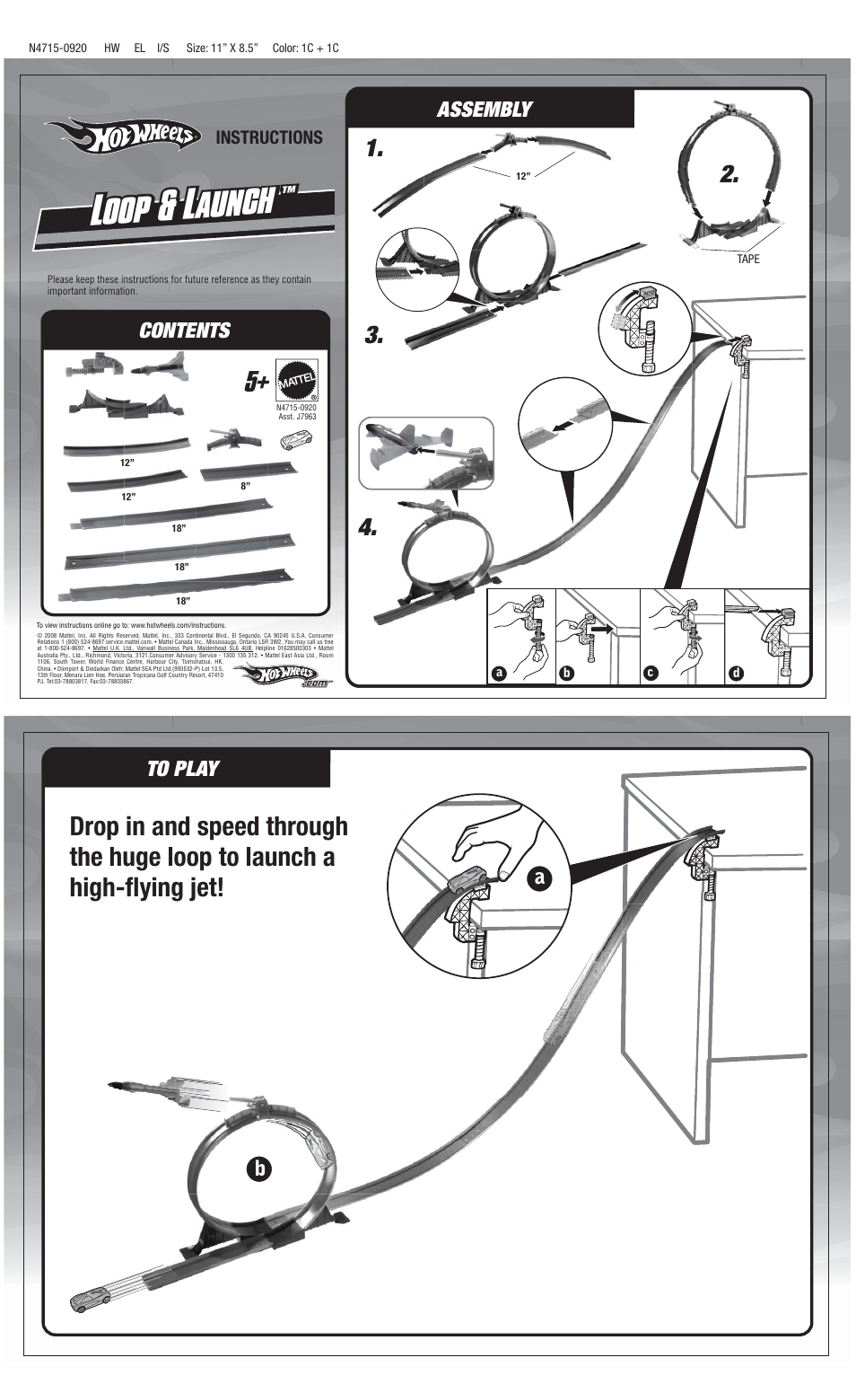 Mattel LOOP & LAUNCH N4715-0920 User Manual | 3 pages