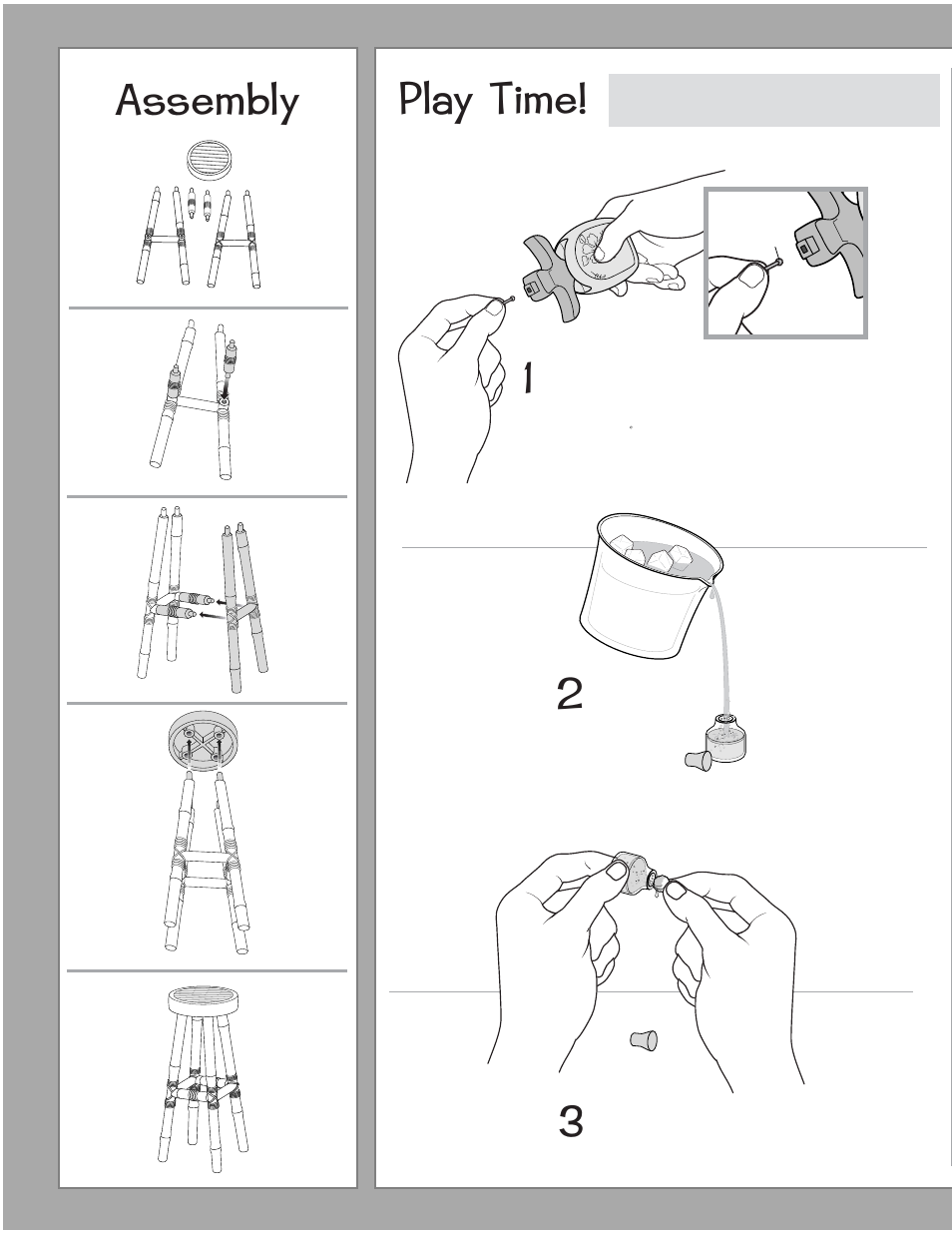 Assembly play time! 1, Add a dangle too | Mattel BARBIE C6789 User Manual | Page 2 / 4