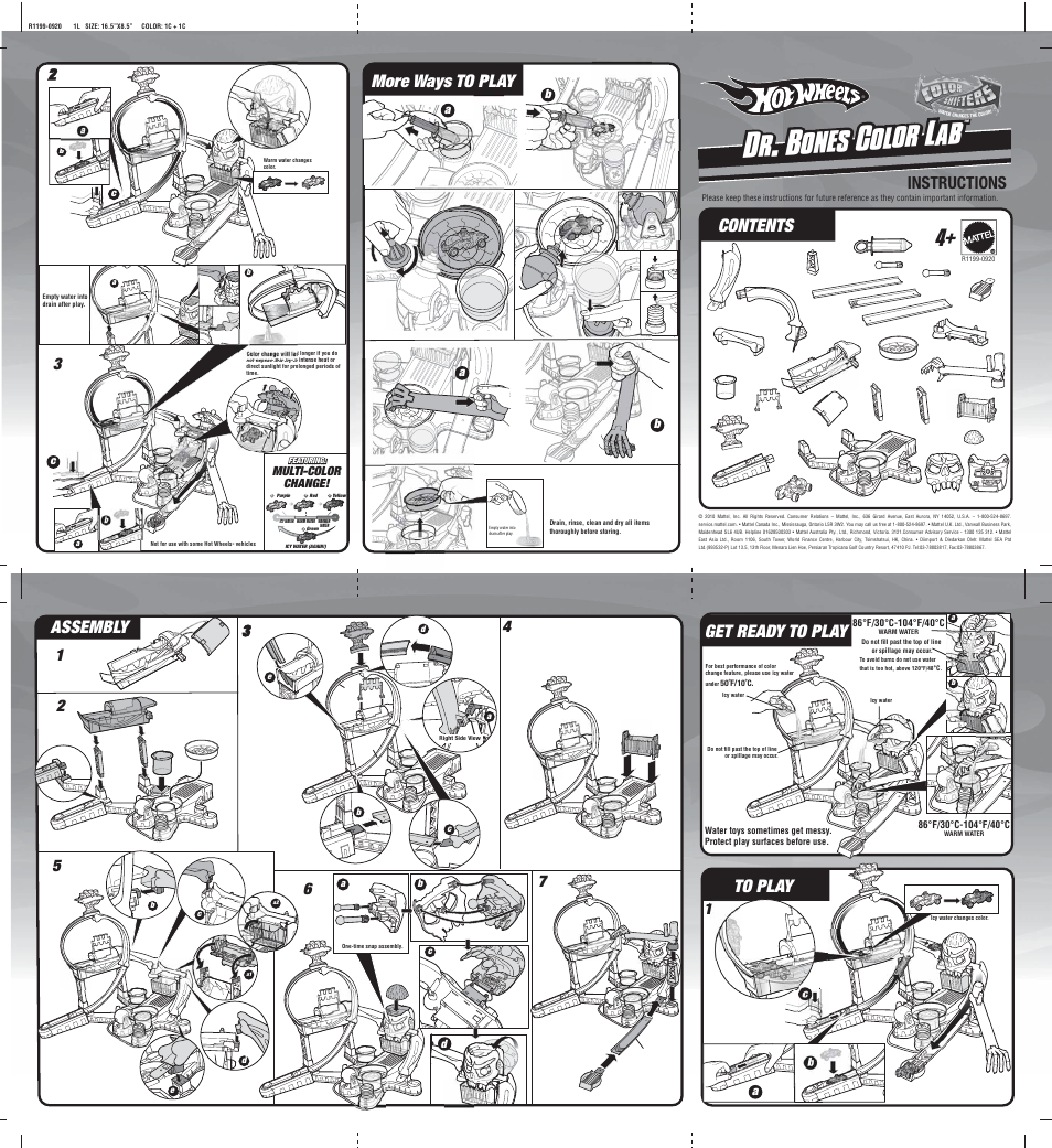 Mattel DR. BONES COLOR LAB R1199-0920 User Manual | 1 page
