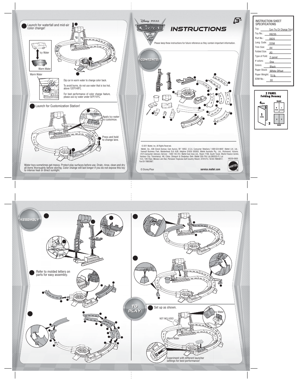 Mattel CARS 2 V6235 User Manual | 1 page