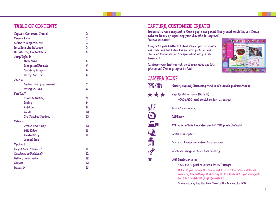 Mattel VIDEO JOURNAL L7280 User Manual | Page 2 / 9