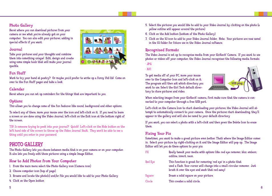 Photo gallery | Mattel VIDEO JOURNAL L7280 User Manual | Page 4 / 9