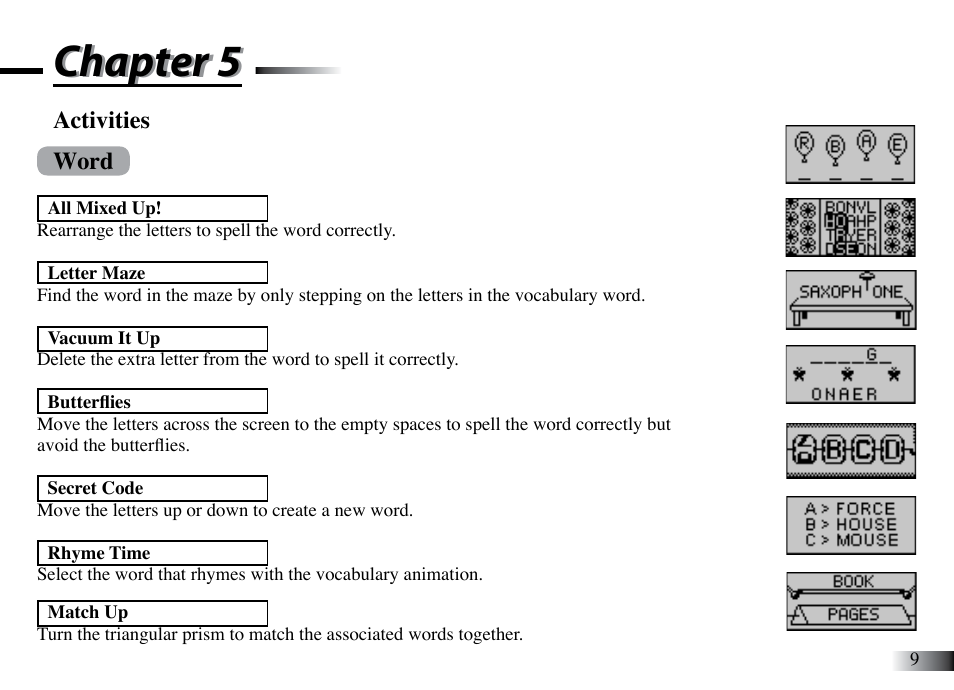 Chapter 5, Activities word | Mattel B-Smart User Manual | Page 13 / 26