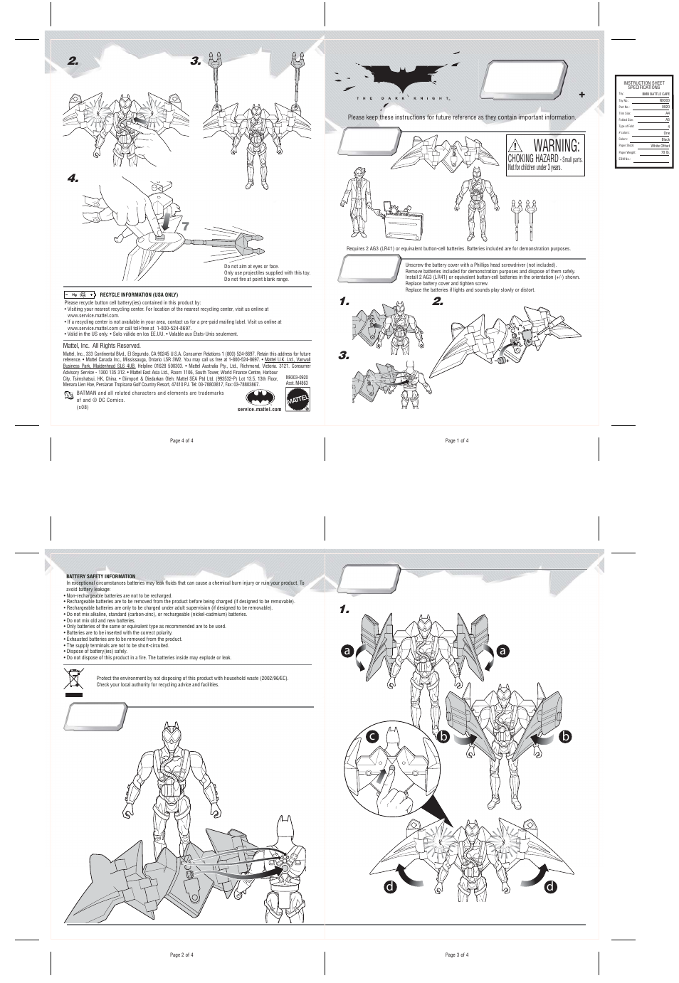 Mattel N9303-0920 User Manual | 2 pages