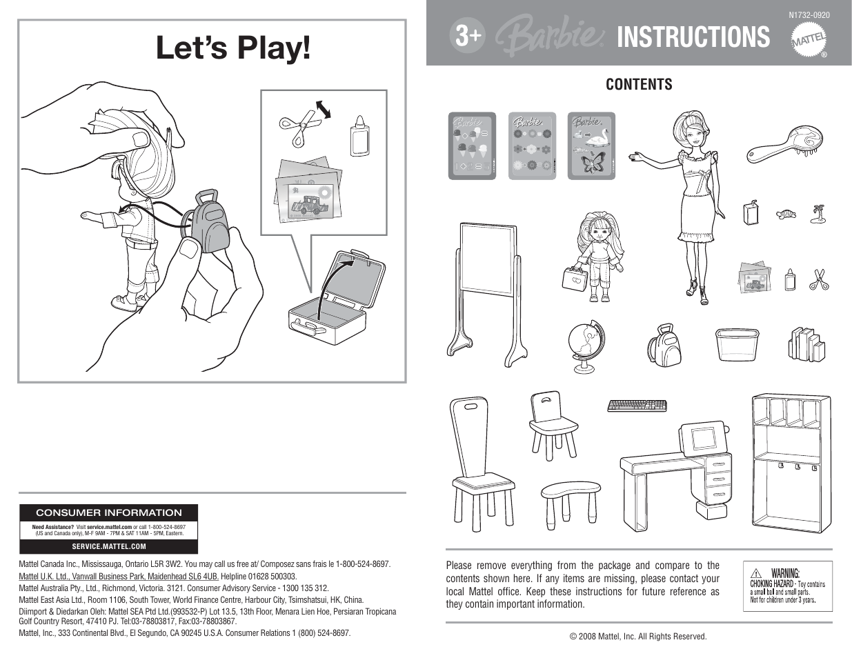 Mattel N1732-0920 User Manual | 2 pages