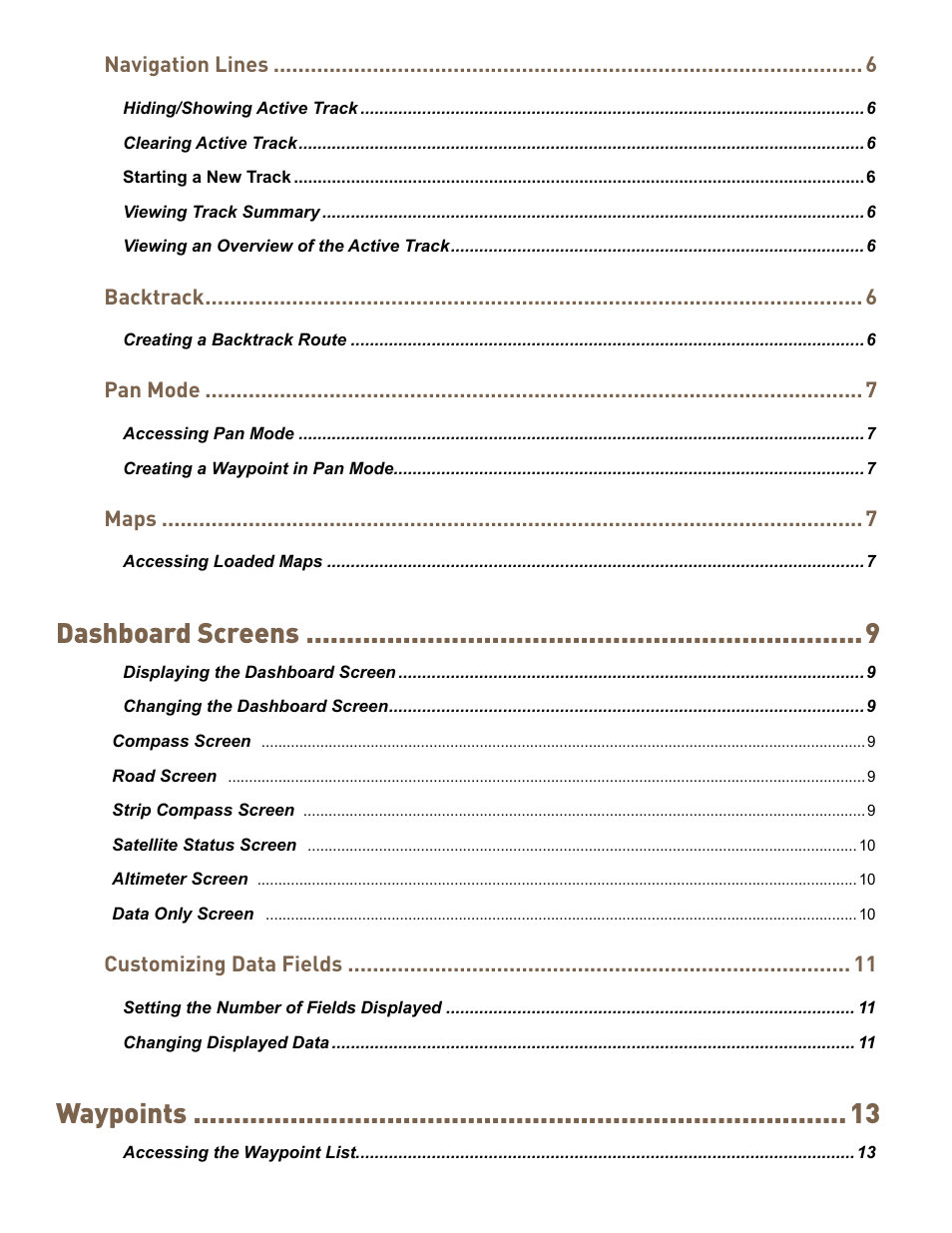 Dashboard screens, Waypoints | MiTAC MAGELLAN EXPLORIST 310 User Manual | Page 7 / 39