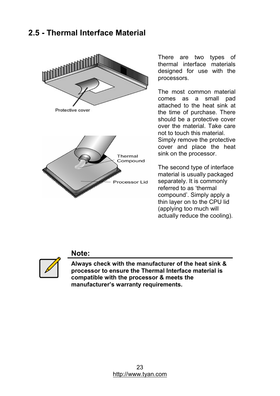 5 - thermal interface material | MiTAC TYAN S7012 User Manual | Page 23 / 88