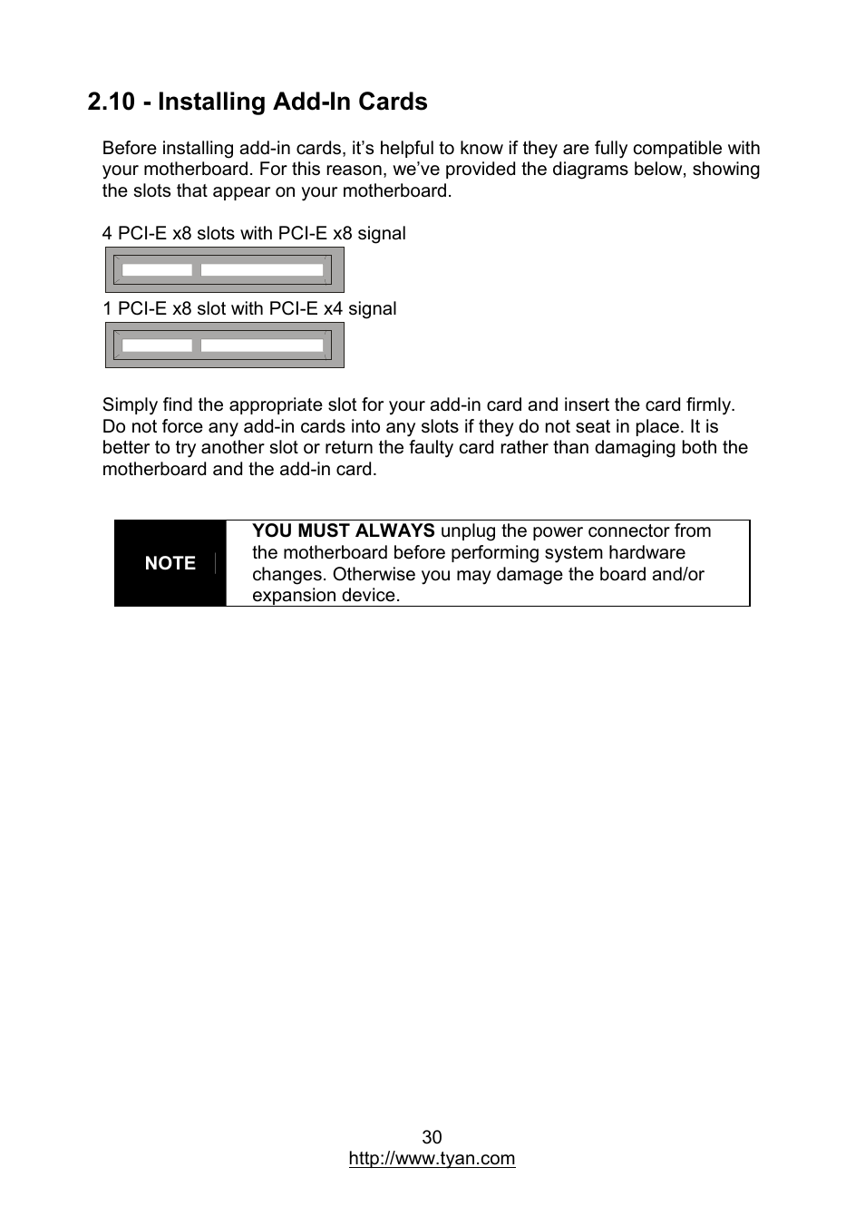 10 - installing add-in cards | MiTAC TYAN S7012 User Manual | Page 30 / 88