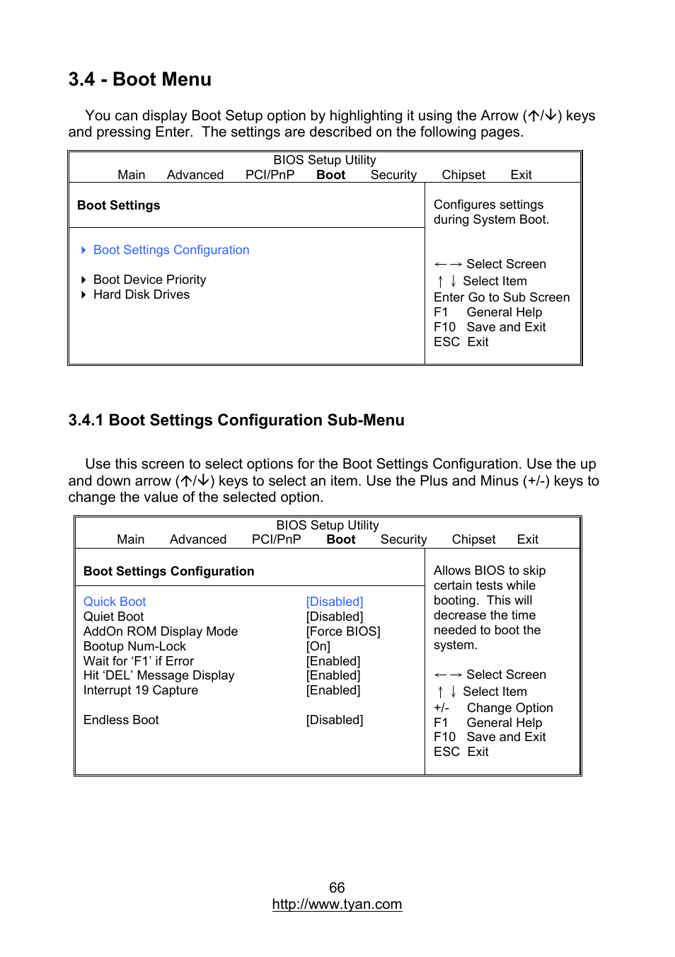 4 - boot menu | MiTAC TYAN S7012 User Manual | Page 66 / 88