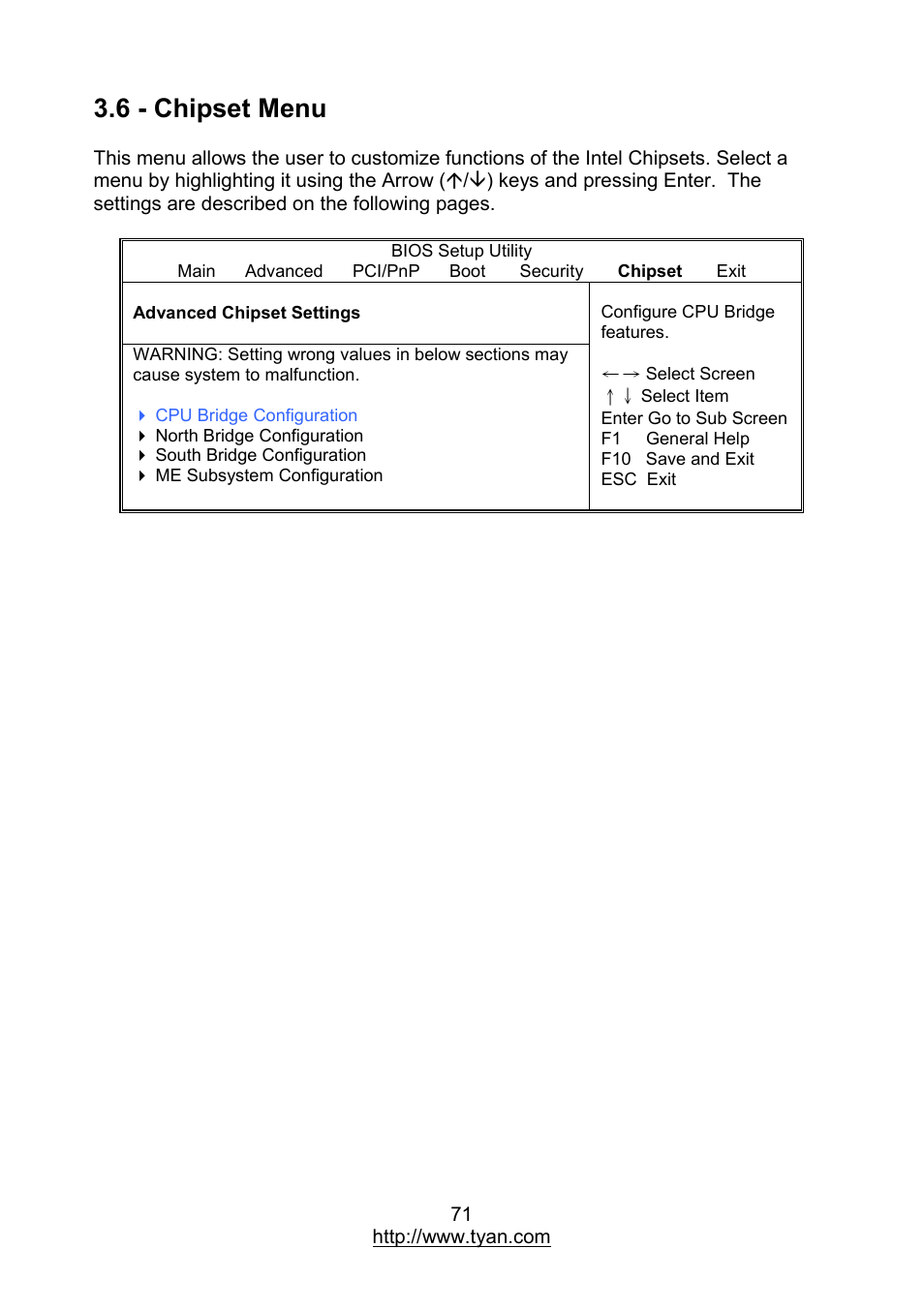 6 - chipset menu | MiTAC TYAN S7012 User Manual | Page 71 / 88