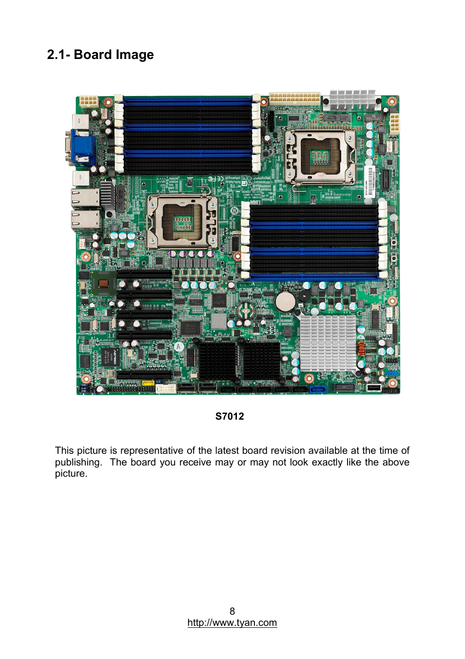 Board image | MiTAC TYAN S7012 User Manual | Page 8 / 88