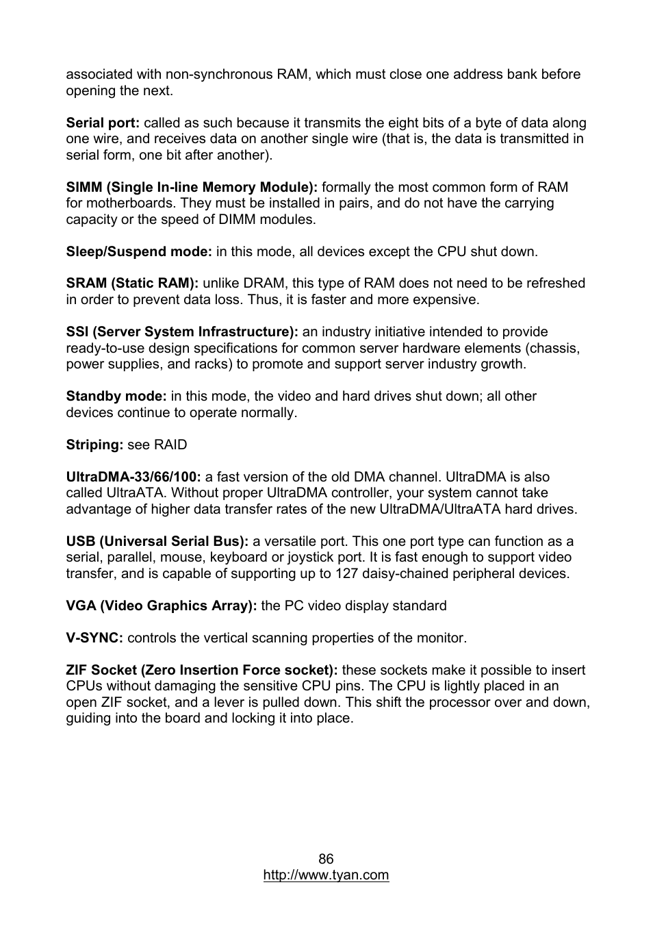 MiTAC TYAN S7012 User Manual | Page 86 / 88