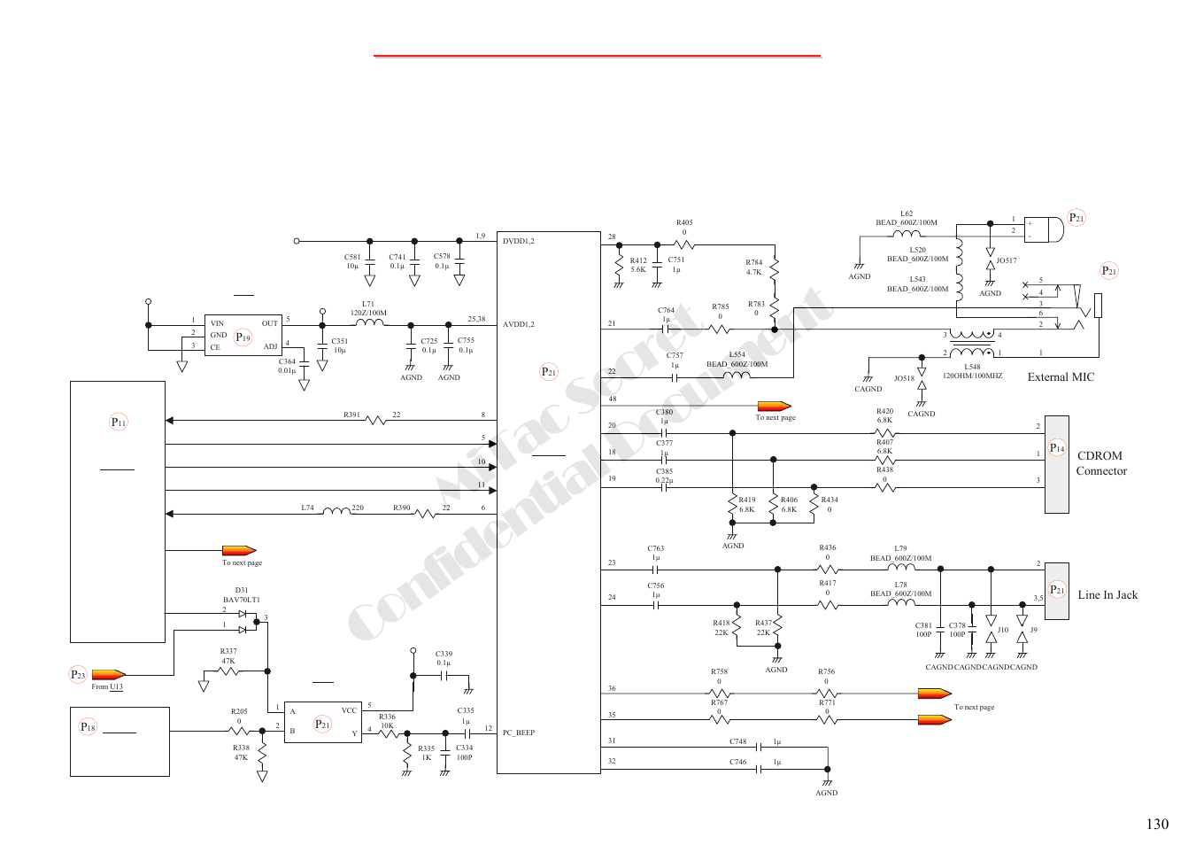 Mitac secret confidential document, 10 audio test error-2 (audio in), J710 | J721, J720, Mic1 | MiTAC 8050QMA User Manual | Page 131 / 138