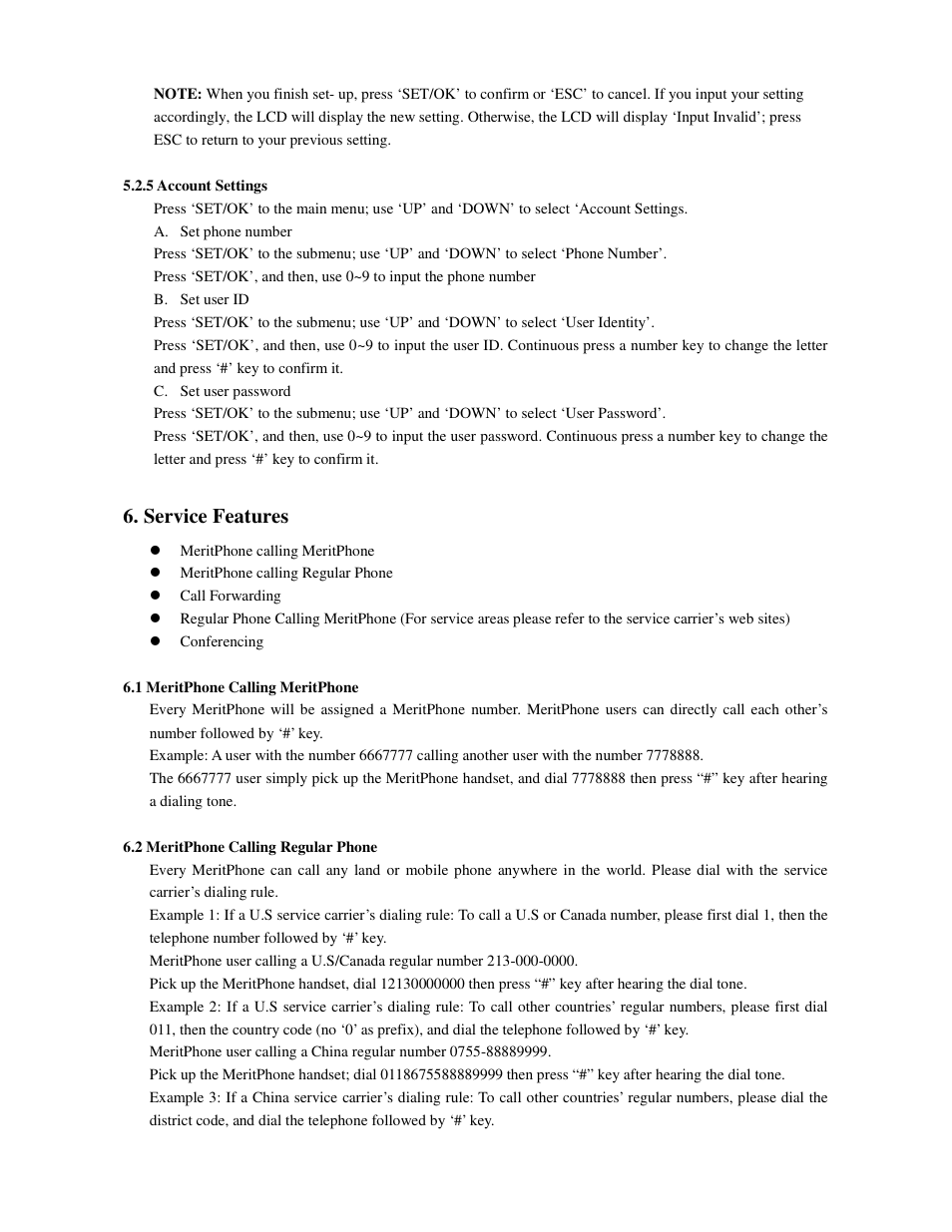 Service features | Meritline.com ML 220 User Manual | Page 7 / 15