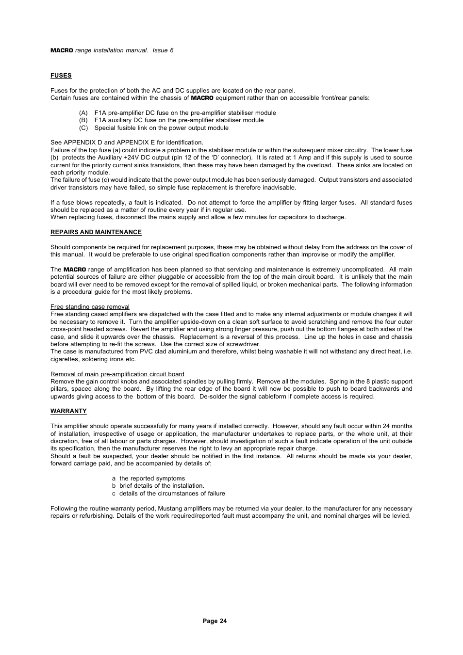 Mustang Communications M100/SD User Manual | Page 24 / 30