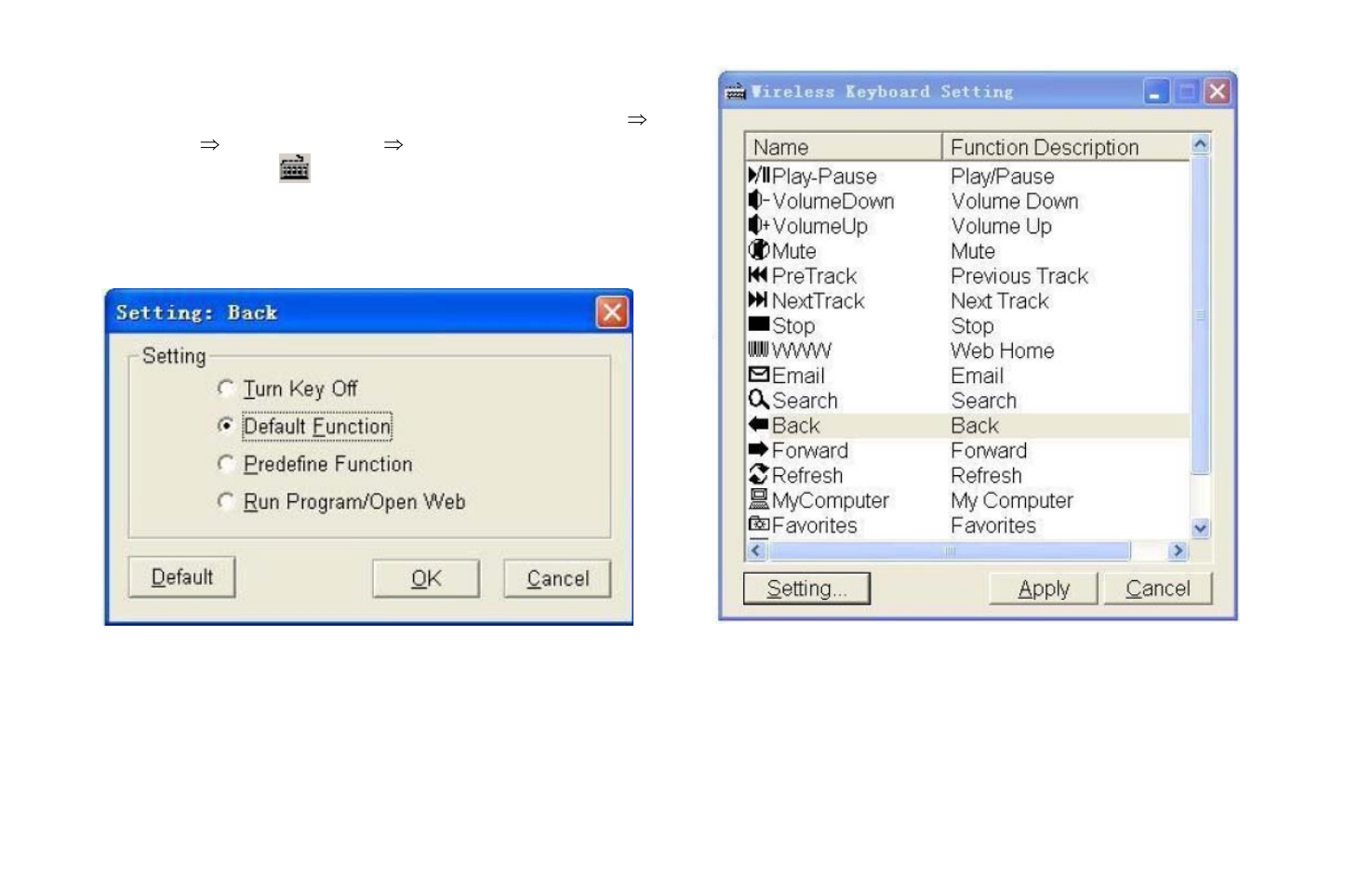 Programmable hot key settings | Micro Innovations KB985W User Manual | Page 6 / 9