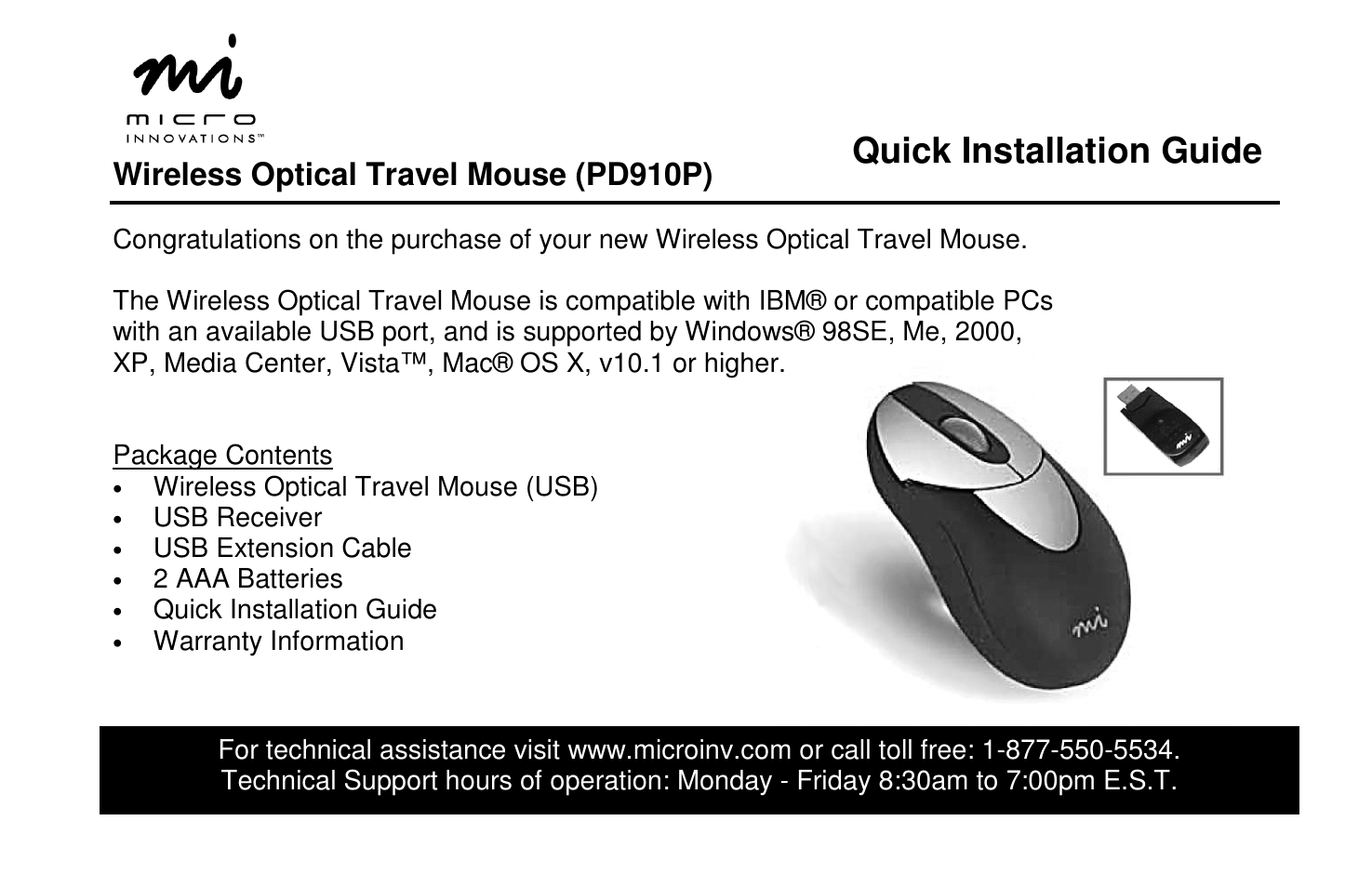 Micro Innovations PD910P User Manual | 1 page