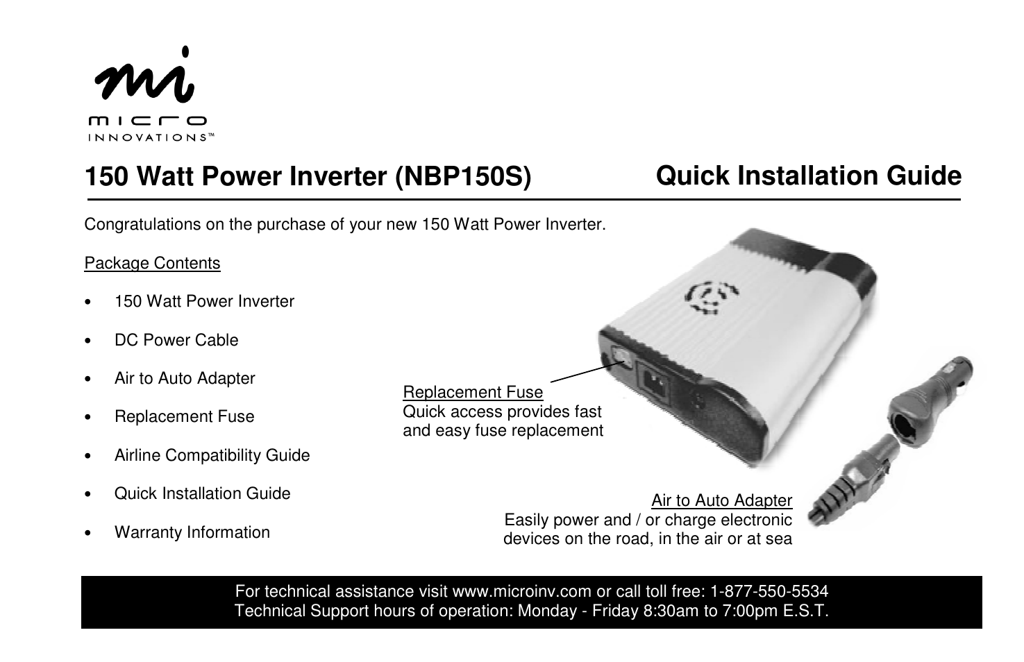 Micro Innovations NBP150S User Manual | 1 page