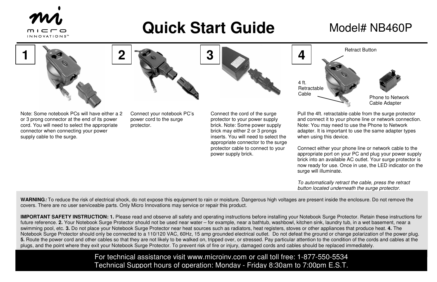 Micro Innovations NB460SP User Manual | 1 page
