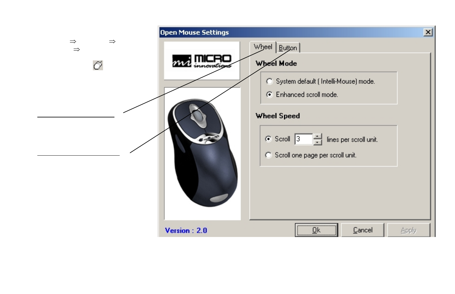 Mouse settings | Micro Innovations PD7300LSR User Manual | Page 6 / 8
