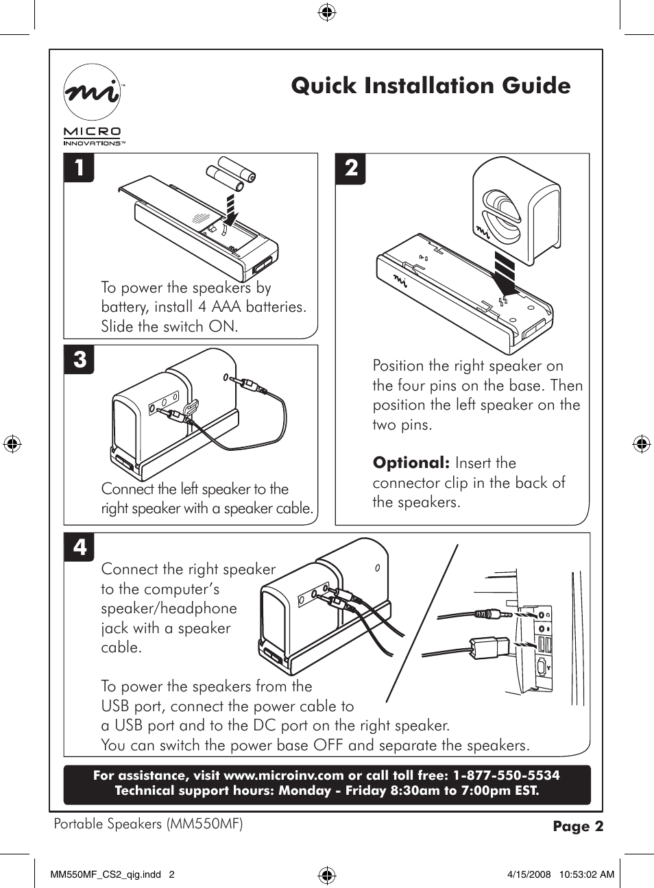 Quick installation guide 1 | Micro Innovations MM550MF User Manual | Page 2 / 2