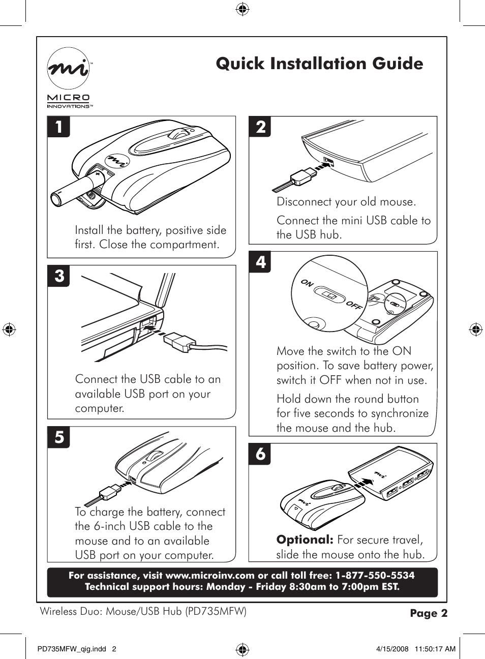 Quick installation guide 1 | Micro Innovations PD735MFW User Manual | Page 2 / 2