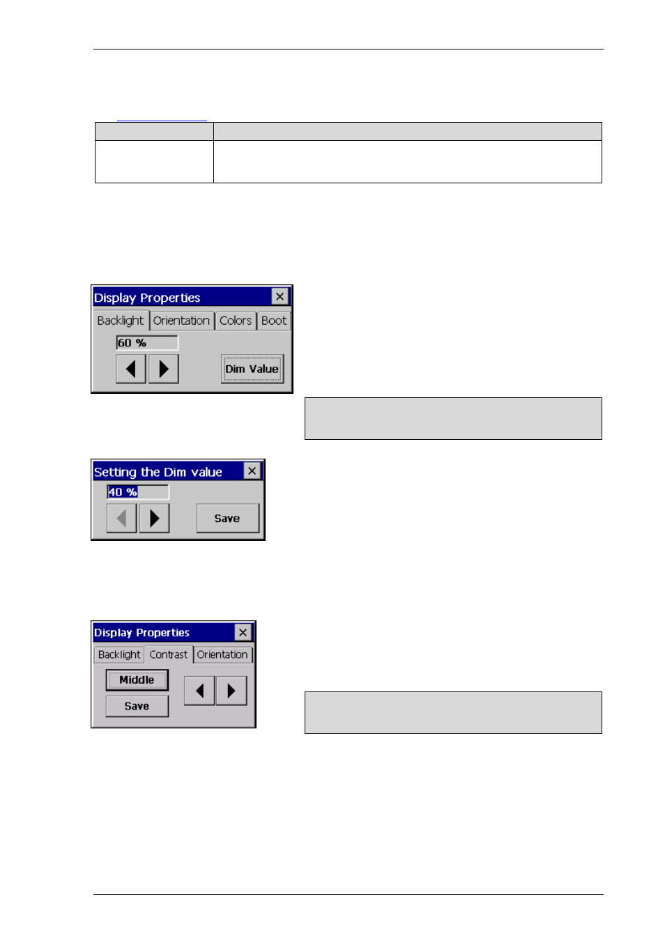 Command line parameters, Screen setting (display), Backlight | Contrast, Display (display) | Micro Innovations M000174-19 User Manual | Page 23 / 82
