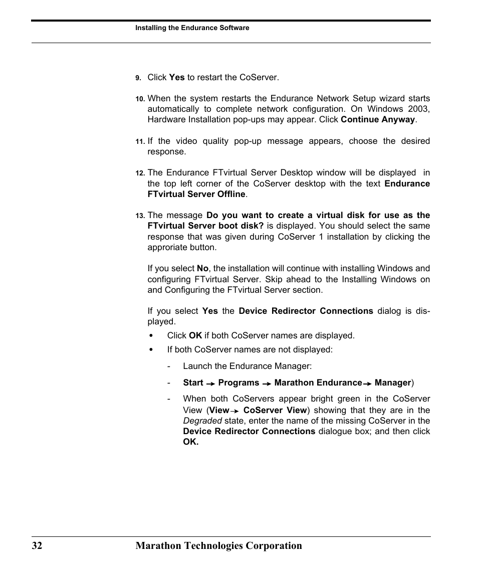 32 marathon technologies corporation | Marathon Computer FTvirtual Server User Manual | Page 38 / 50