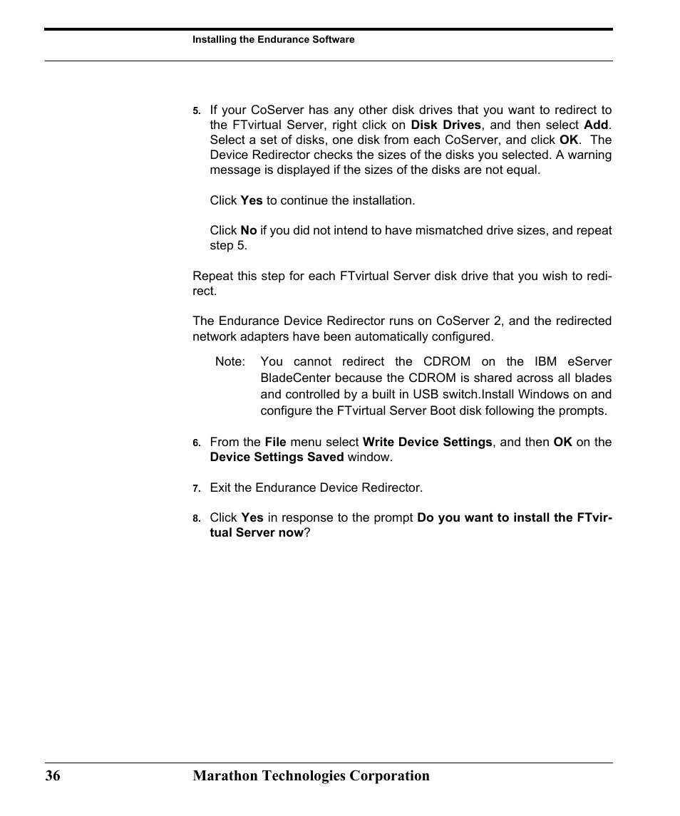 36 marathon technologies corporation | Marathon Computer FTvirtual Server User Manual | Page 42 / 50
