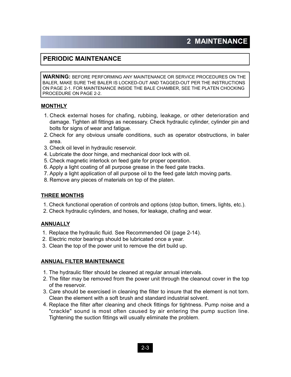2 maintenance | Marathon Computer Vertical Recycler Baler V-4224 User Manual | Page 16 / 31