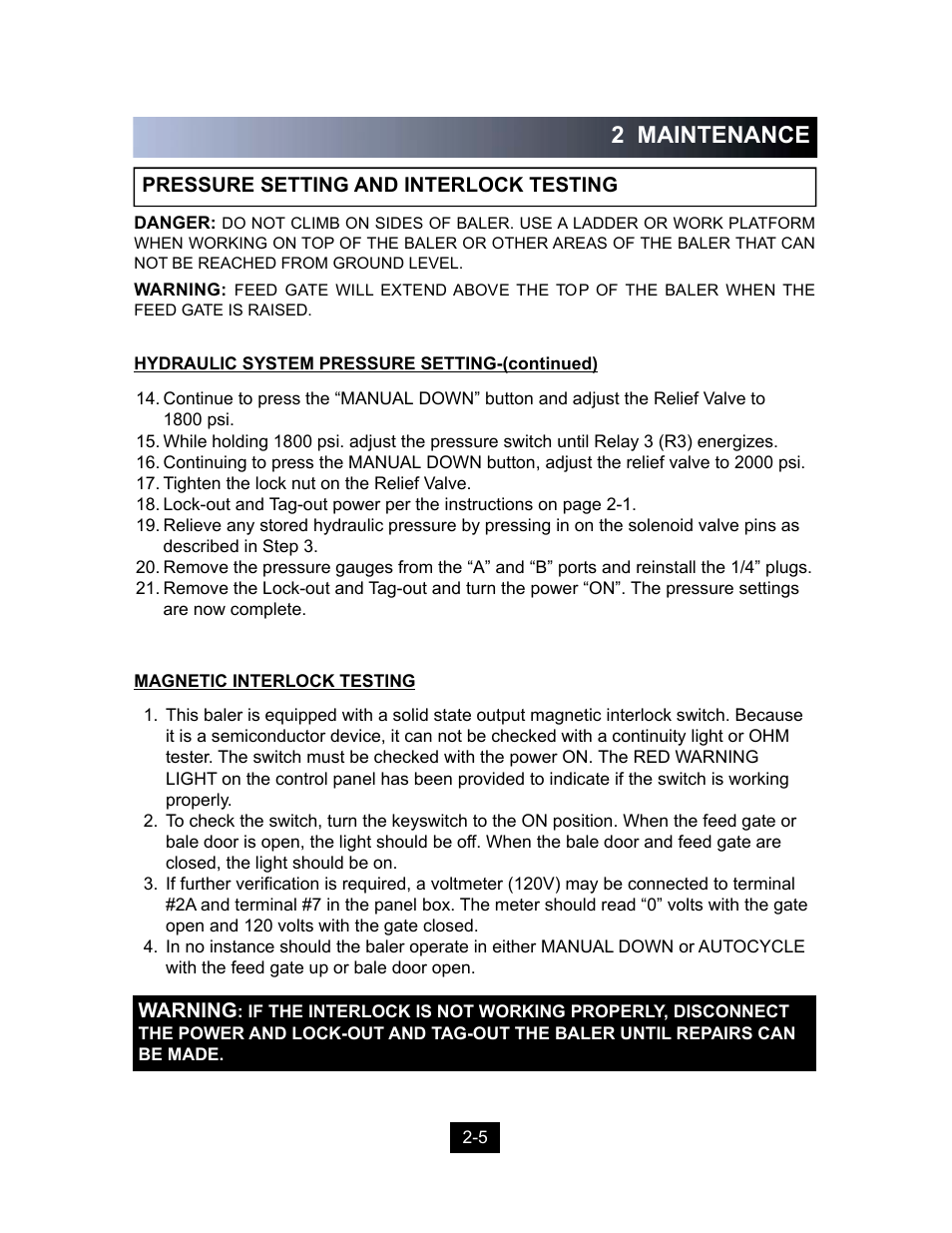 2 maintenance | Marathon Computer Vertical Recycler Baler V-4224 User Manual | Page 18 / 31