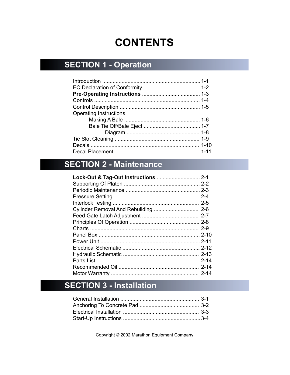 Marathon Computer Vertical Recycler Baler V-4224 User Manual | Page 2 / 31