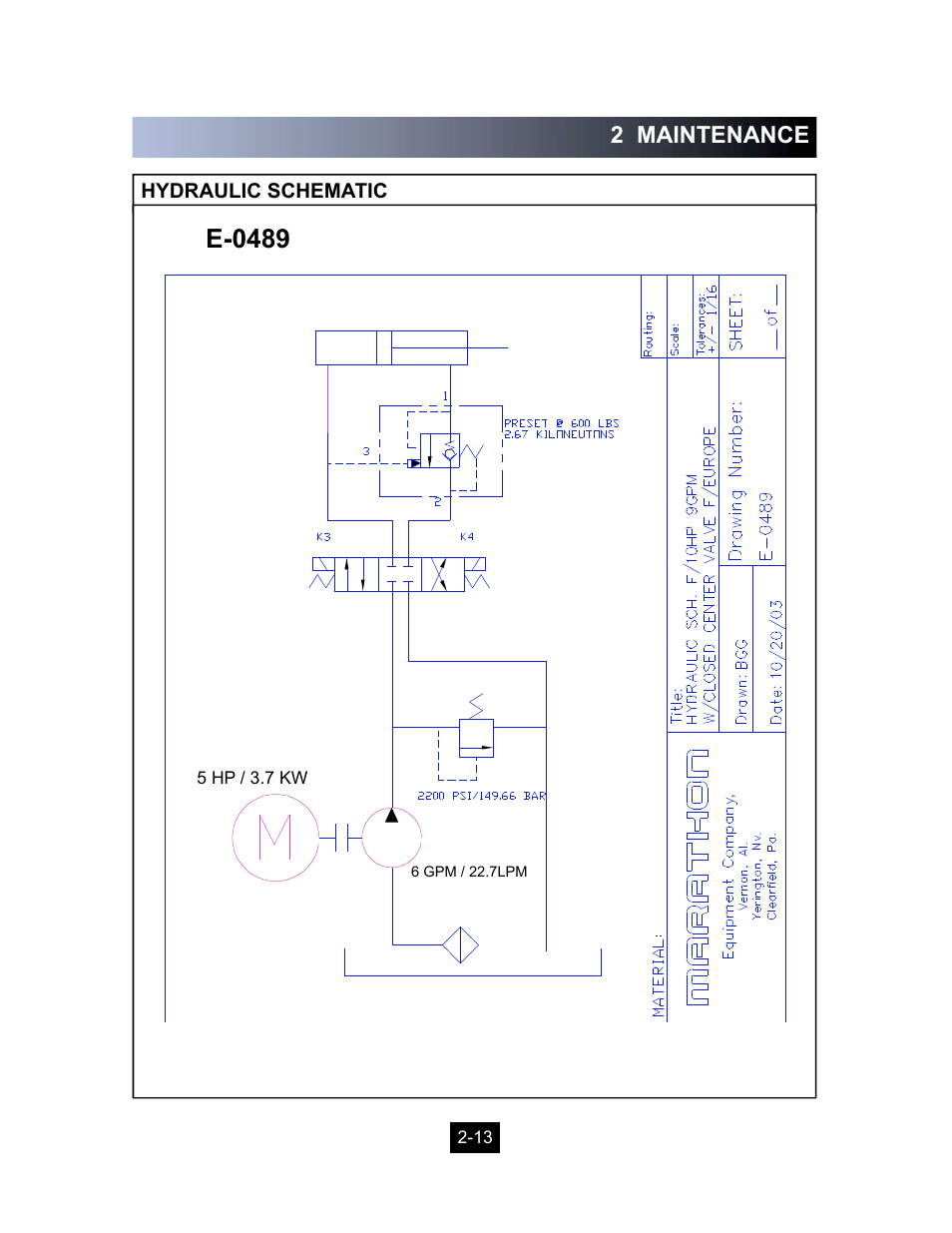 E-0489, 2 maintenance | Marathon Computer Vertical Recycler Baler V-4224 User Manual | Page 26 / 31