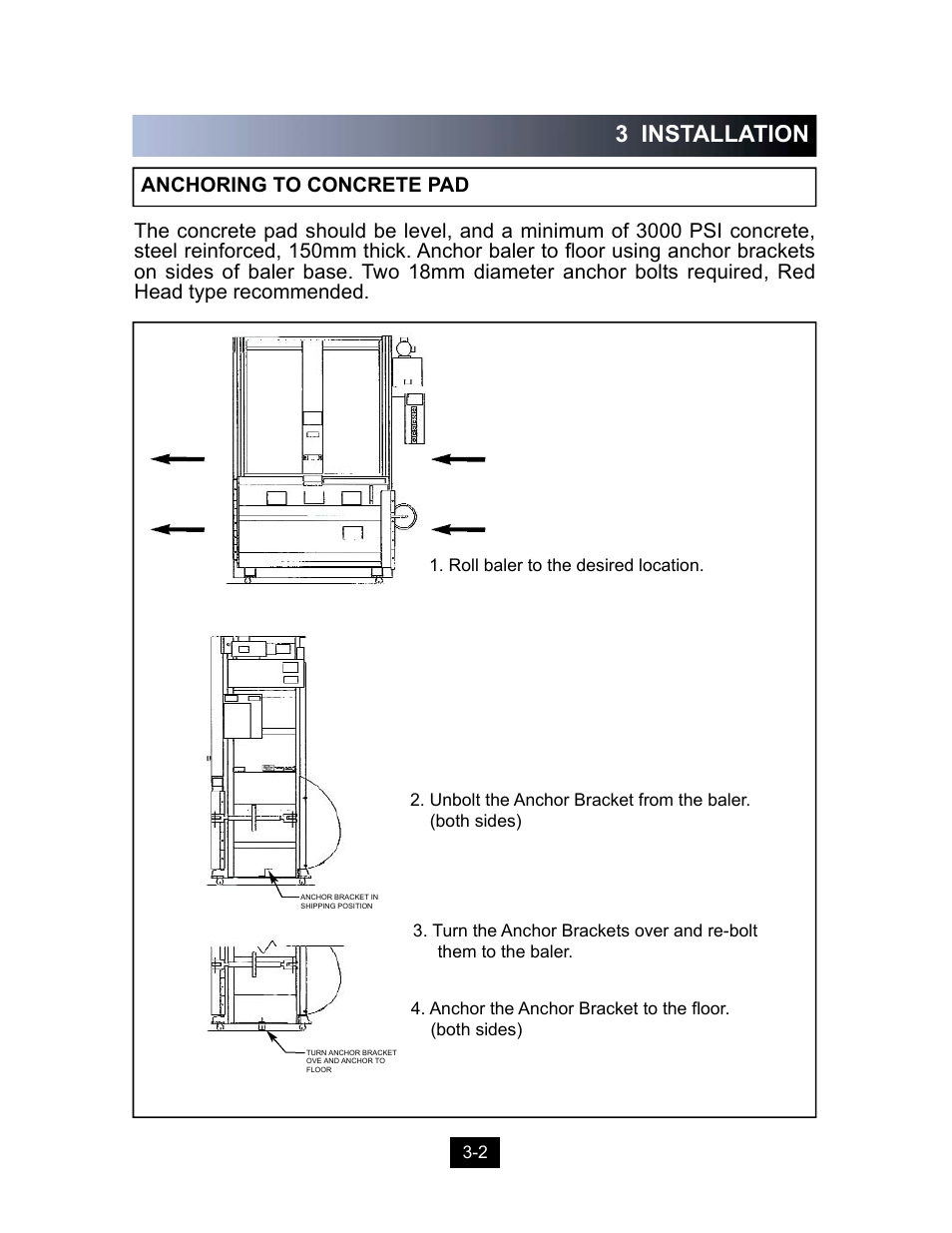 3 installation | Marathon Computer Vertical Recycler Baler V-4224 User Manual | Page 29 / 31