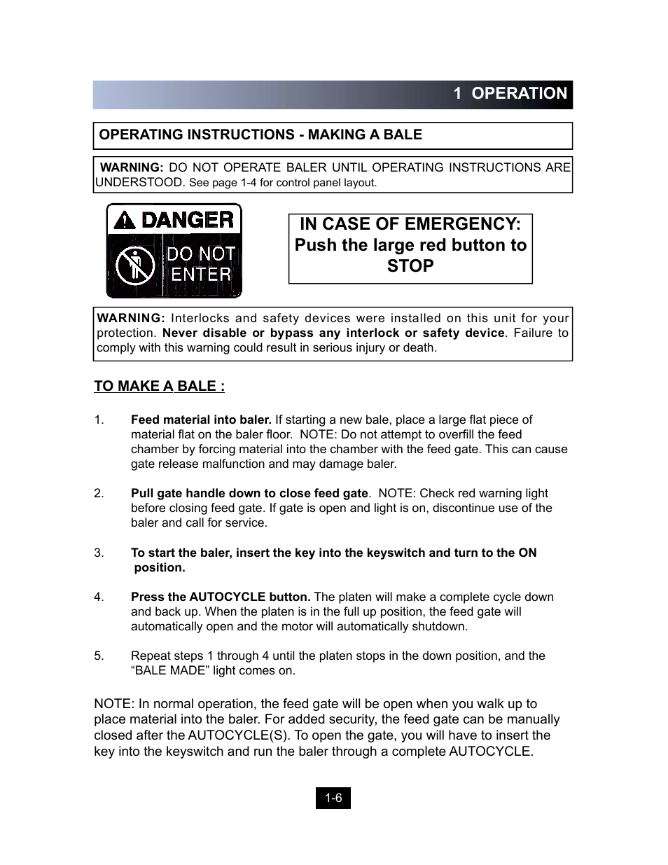 1 operation | Marathon Computer Vertical Recycler Baler V-4224 User Manual | Page 8 / 31
