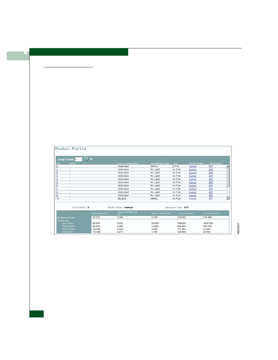Perform port diagnostics, Perform port diagnostics -12, Port list view -12 | McDATA 4300 User Manual | Page 114 / 188