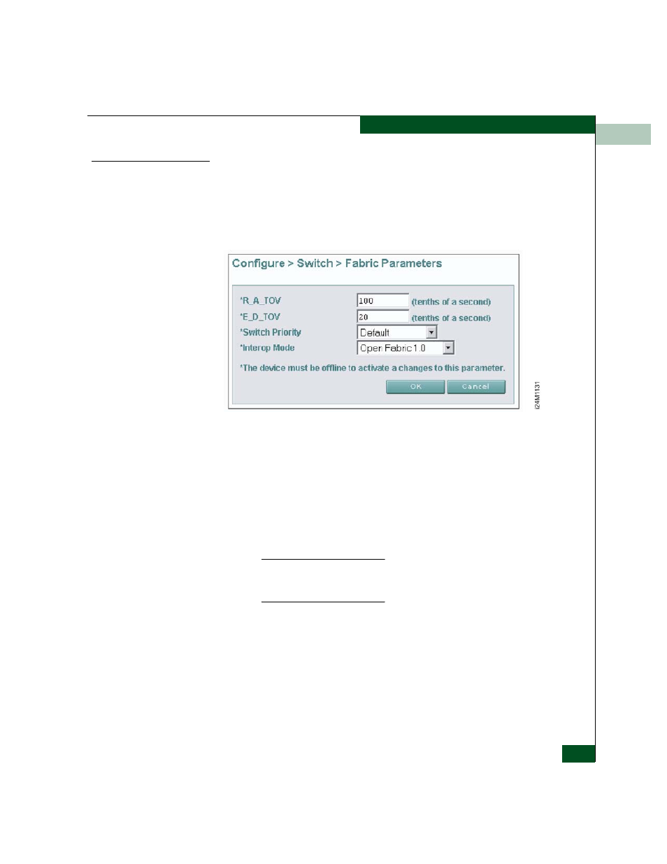 Configure fabric parameters, Configure fabric parameters -11, Fabric parameters view -11 | McDATA 4300 User Manual | Page 45 / 188