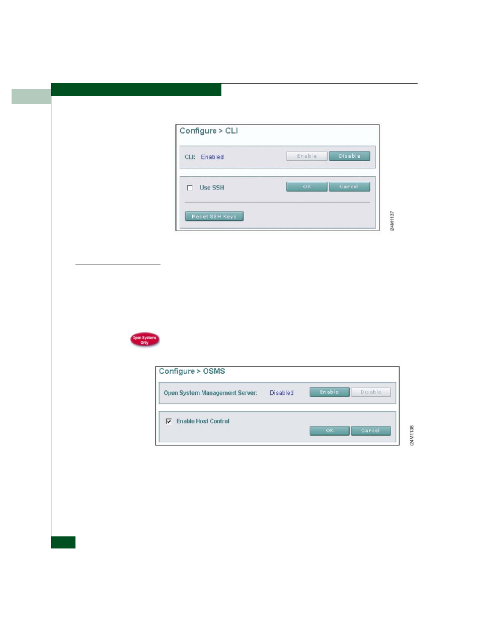 Enable or disable host control, Enable or disable host control -18, Cli view -18 | Osms view -18 | McDATA 4300 User Manual | Page 52 / 188