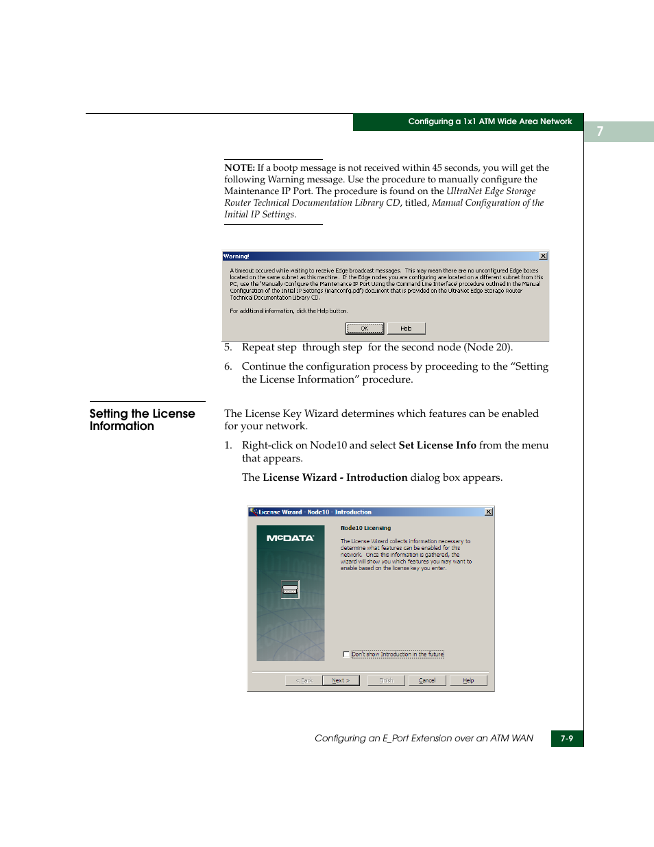 Setting the license information, Setting the license information -9 | McDATA ULTRANETTM EDGE STORAGE ROUTER 3000 User Manual | Page 147 / 428