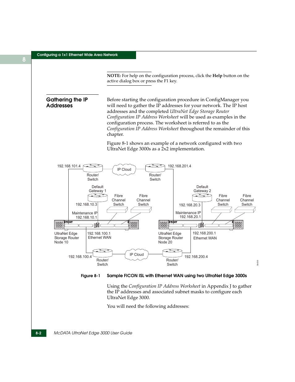 Gathering the ip addresses, Gathering the ip addresses -2 | McDATA ULTRANETTM EDGE STORAGE ROUTER 3000 User Manual | Page 174 / 428