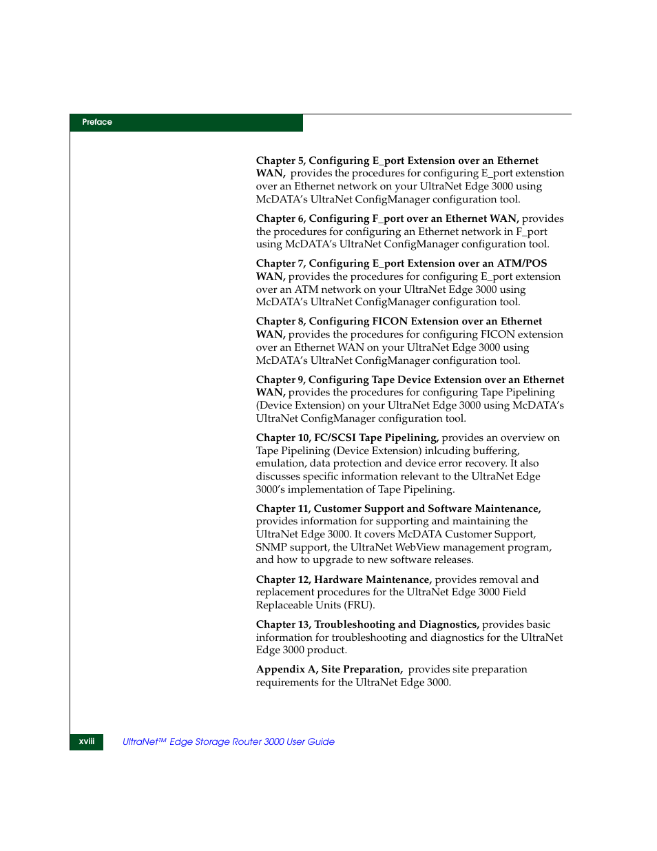 McDATA ULTRANETTM EDGE STORAGE ROUTER 3000 User Manual | Page 18 / 428