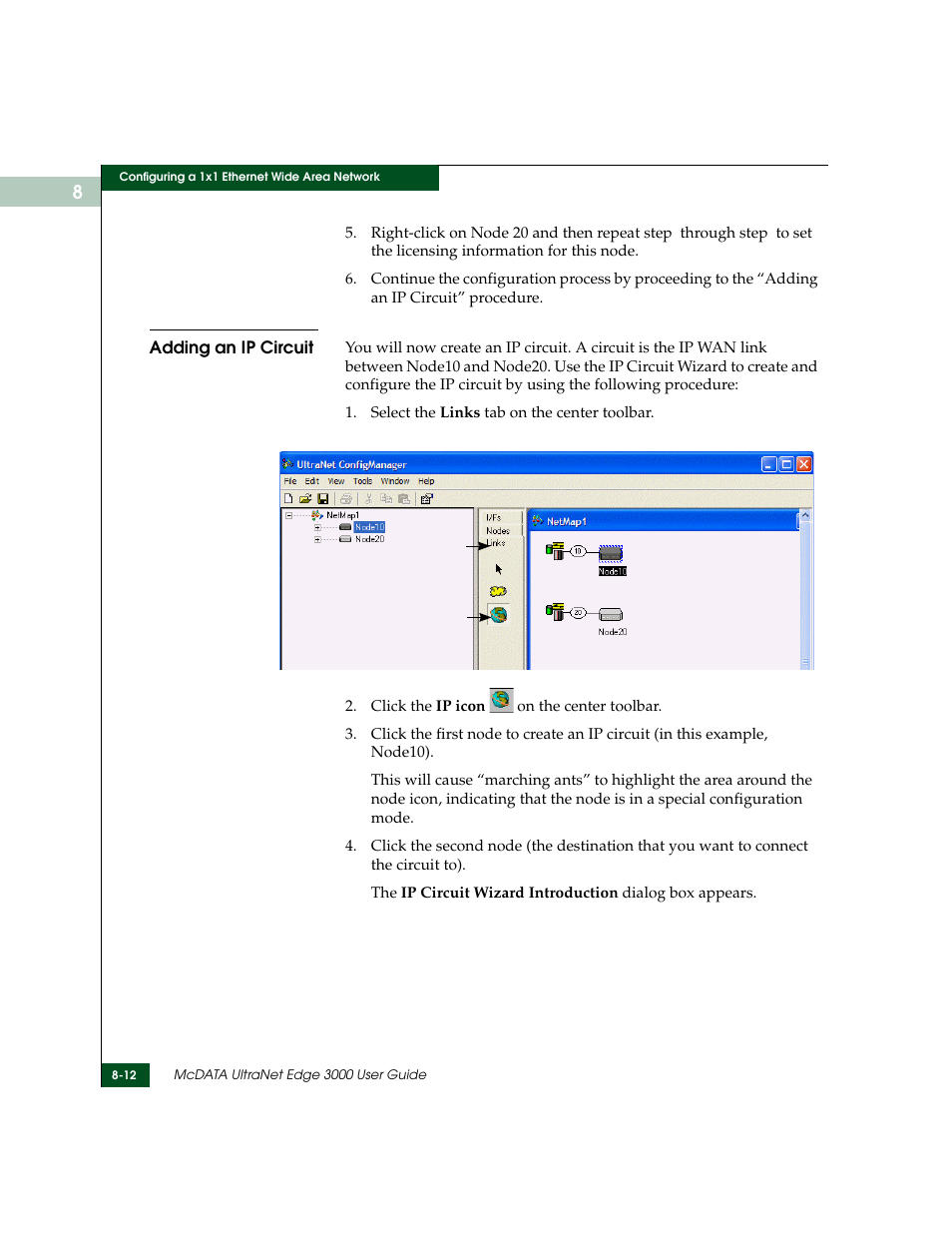 Adding an ip circuit, Adding an ip circuit -12 | McDATA ULTRANETTM EDGE STORAGE ROUTER 3000 User Manual | Page 184 / 428