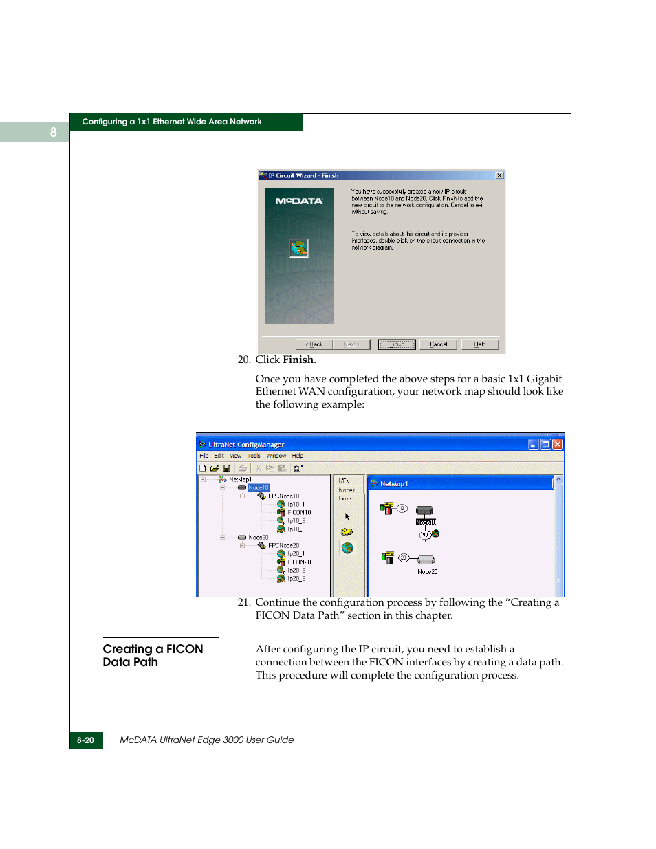 Creating a ficon data path, Creating a ficon data path -20 | McDATA ULTRANETTM EDGE STORAGE ROUTER 3000 User Manual | Page 192 / 428